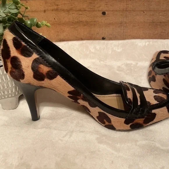 Zara leopard animal print calf hair pumps shoes size 7 - Picture 7 of 8